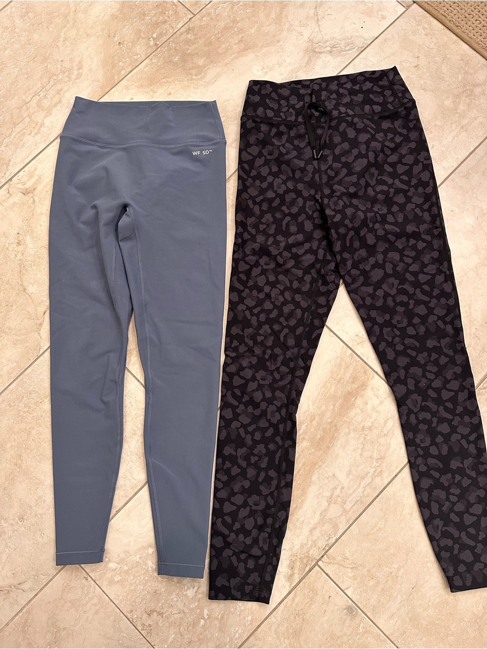 White Fox x Sarah’s Day Active Leggings - Slate Blue and Black Cheetah Pattern